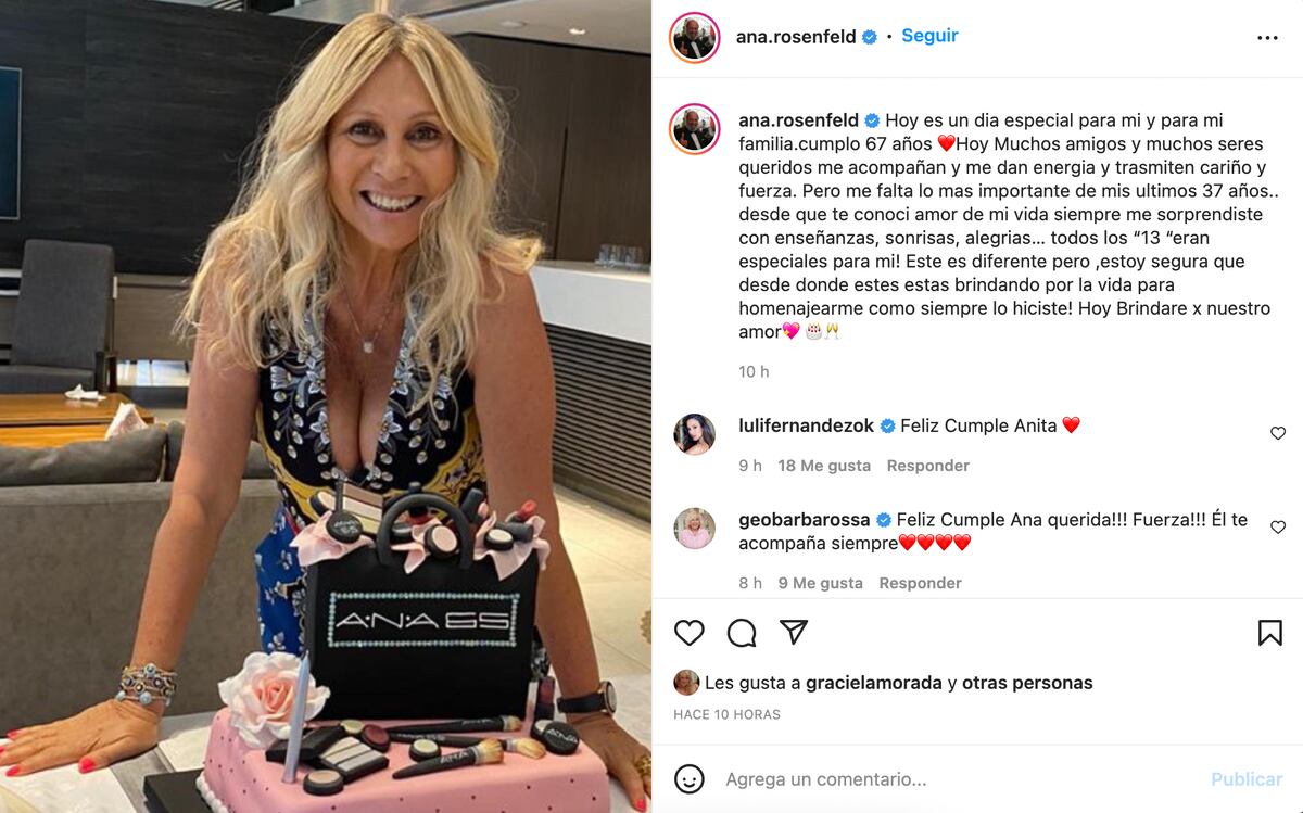 La publicación de Ana Rosenfeld en su cumpleaños