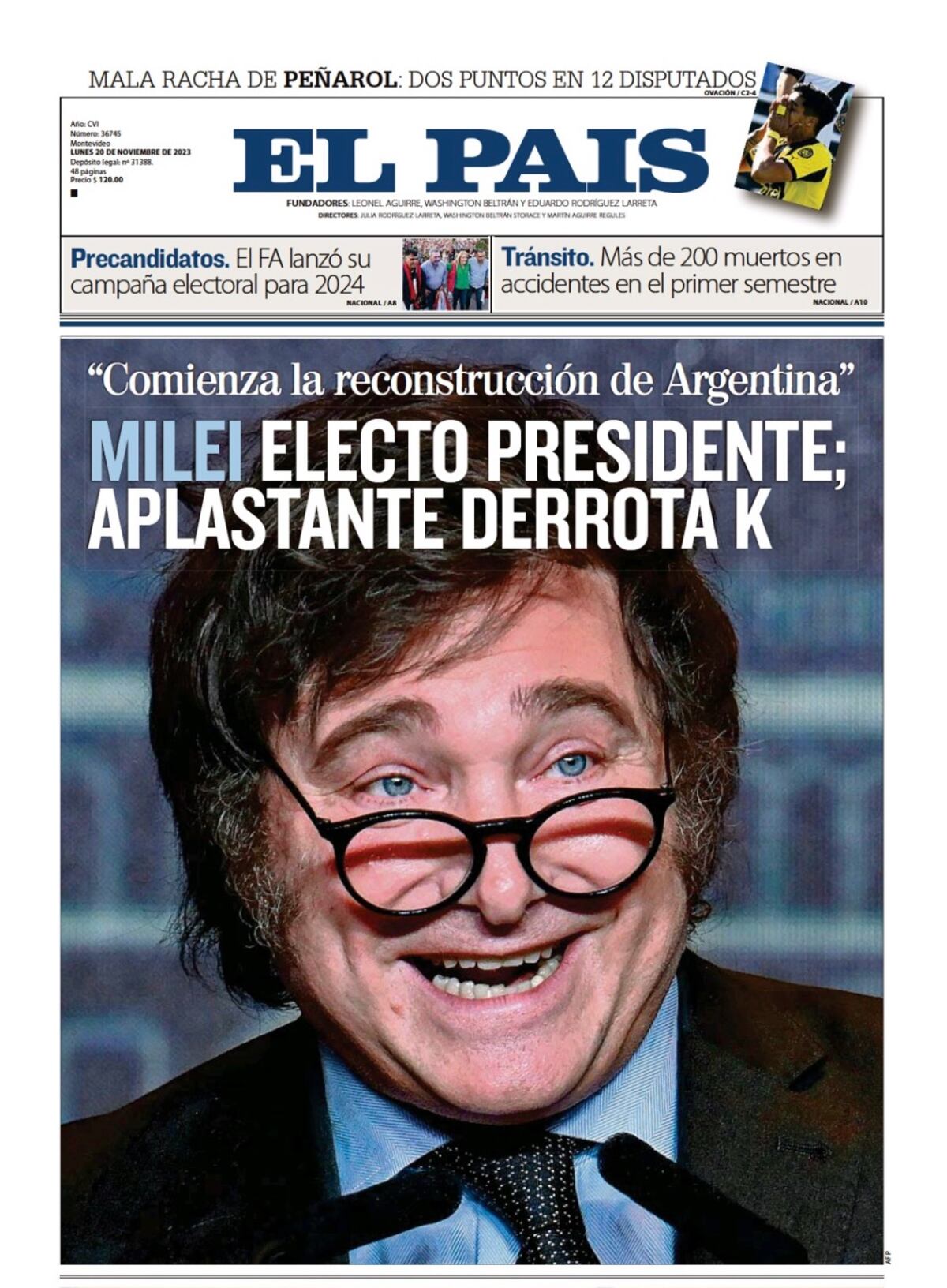 Las tapas de diarios con el triunfo de Milei.