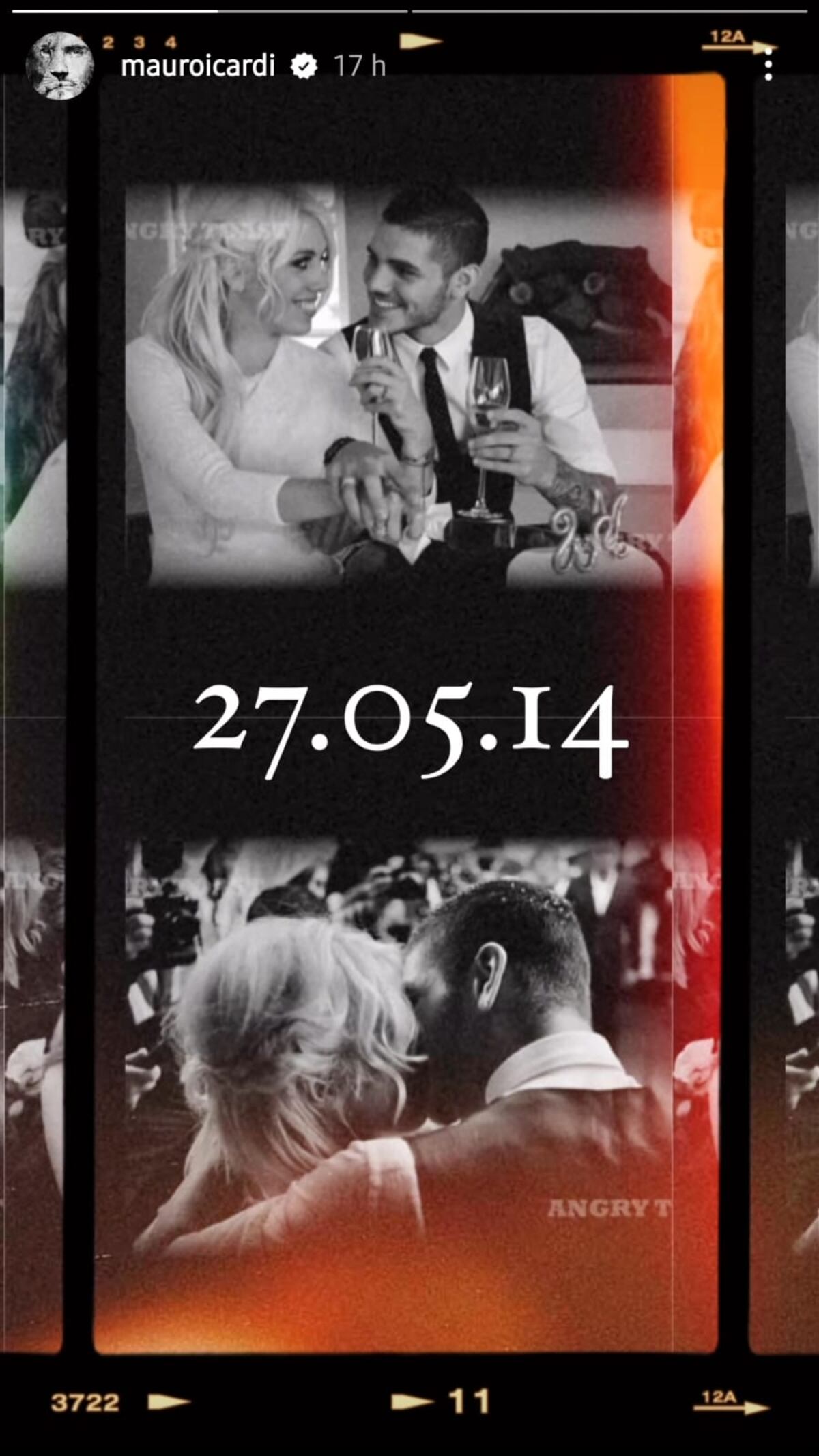 El posteo de Mauro Icardi para festejar un nuevo aniversario con Wanda Nara (Captura de pantalla)