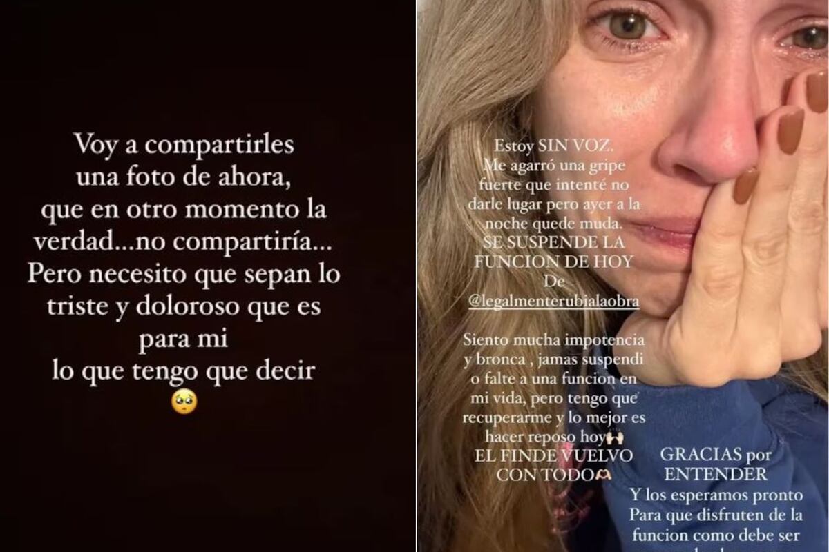 Laurita, llorando por tener que suspender la función de su obra (Captura de pantalla).