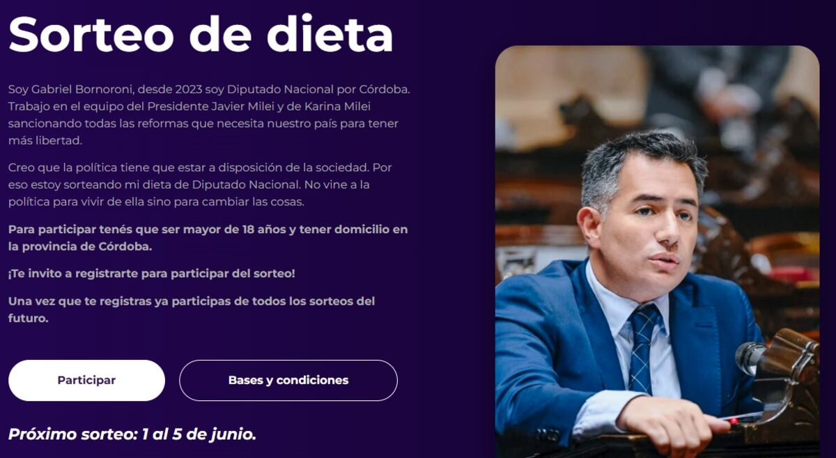 Bornoroni sorteará su dieta.