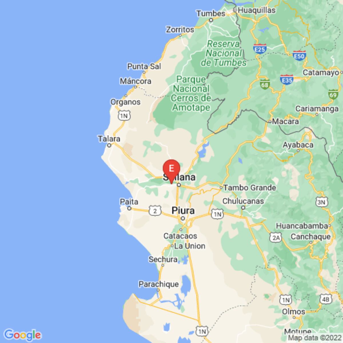 El epicentro del temblor.