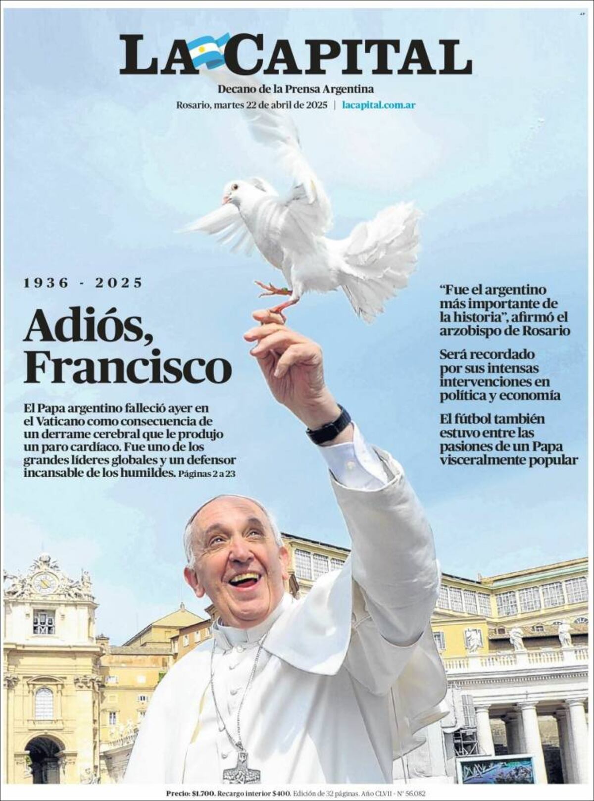 Las tapas de los diarios de Argentina y el mundo por la muerte del papa Francisco.