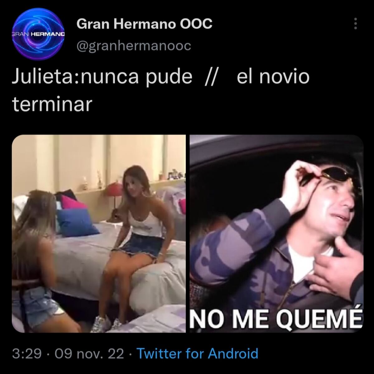 Los memes y comentarios de Twitter que apuntaron contra el novio de Julieta de "Gran Hermano" (Captura de pantalla)