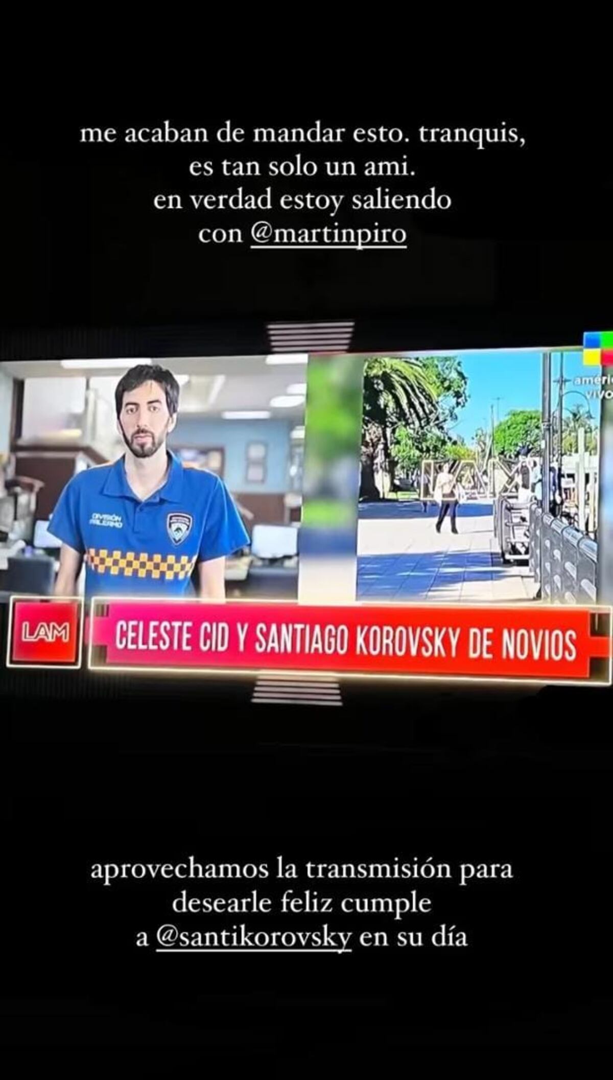 Celeste Cid desmiente mantener una relación amorosa con Santiago Korovsky a través de sus historias de Instagram. (Foto: captura @mcelestia)