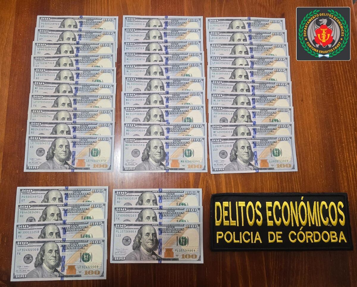 Incautación. Unos 300 mil pesos y 3.700 dólares fueron incautados por los efectivos de Delitos Económicos durante los allanamientos. (Gentileza)