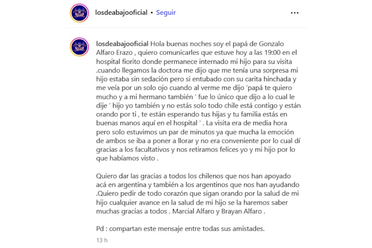 Habló el hincha de U de Chile que cayó de la tribuna de Independiente y casi muere