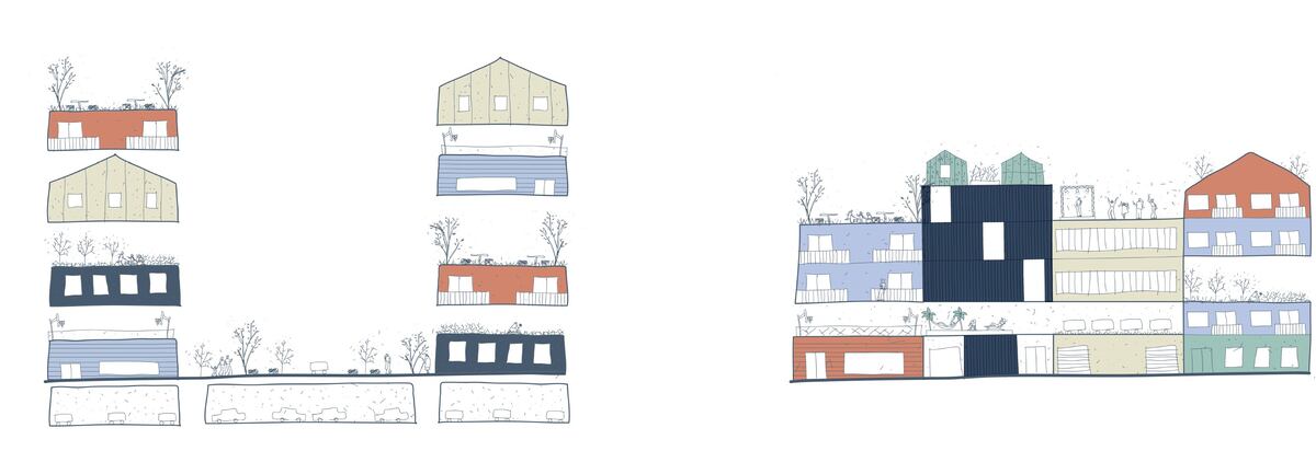 Esquemas plateados para los edificios del Mercado Norte (La Voz).