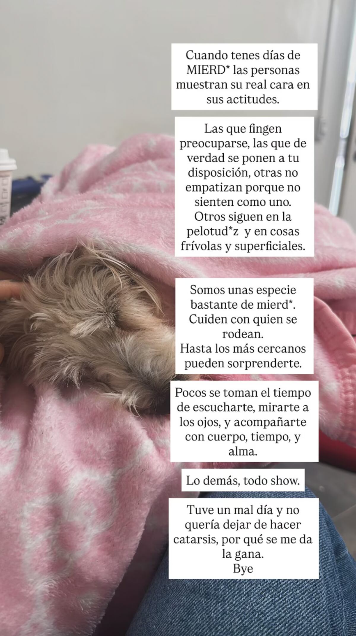 La enigmática historia que subió Cande Tinelli, despachándose contra alguien de su círculo íntimo. (Foto: captura de pantalla)