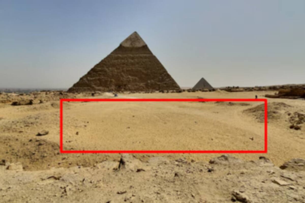 El equipo internacional de arqueólogos halló una estructura en forma de L y una segunda anomalía profunda cerca de las pirámides de Giza, Egipto (Archeological Prospection)