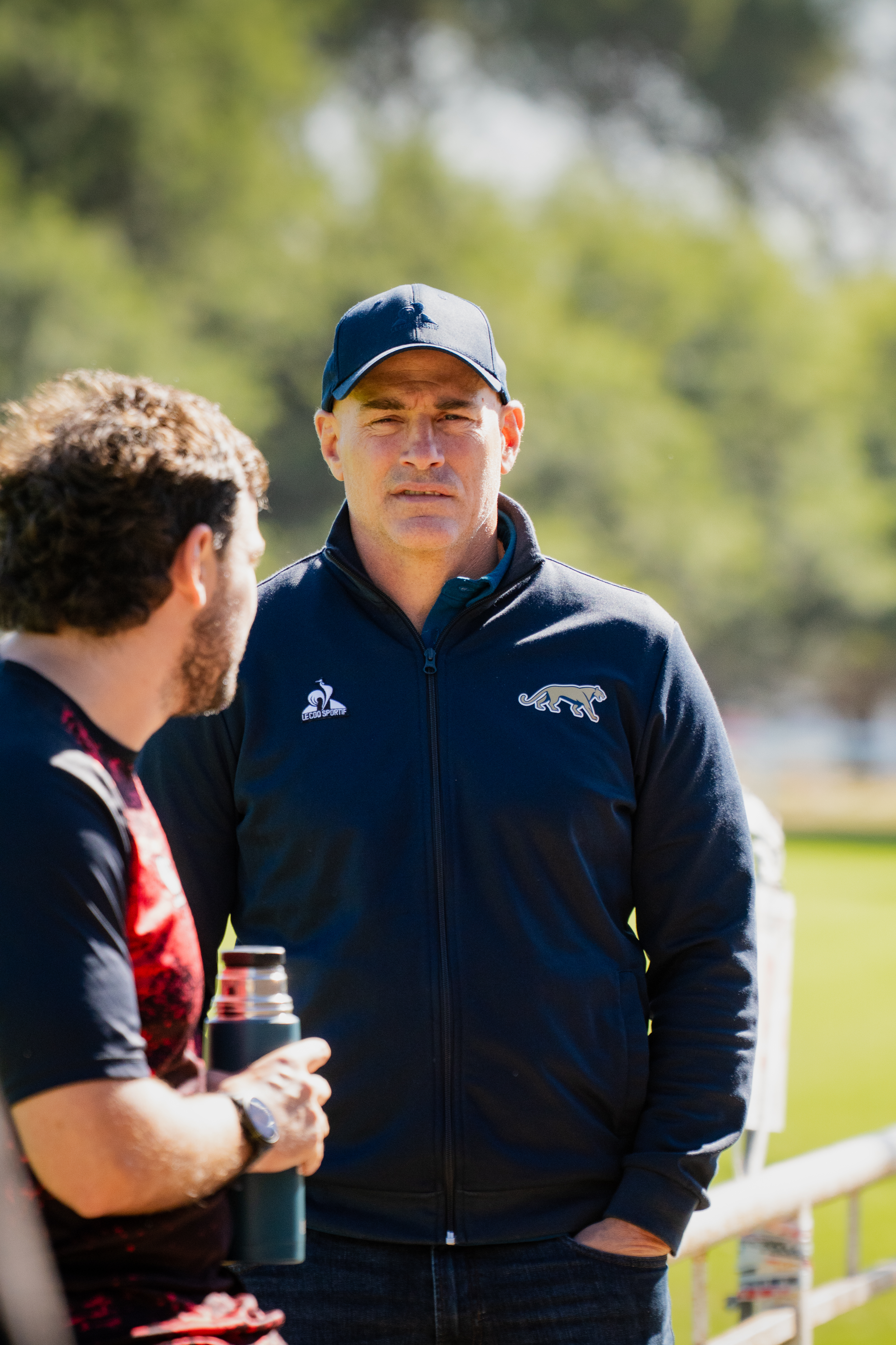Felipe Contepomi, head coach de Los Pumas, presente en los entrenamientos de Dogos XV, en Jockey CC. (Prensa Dogos XV)