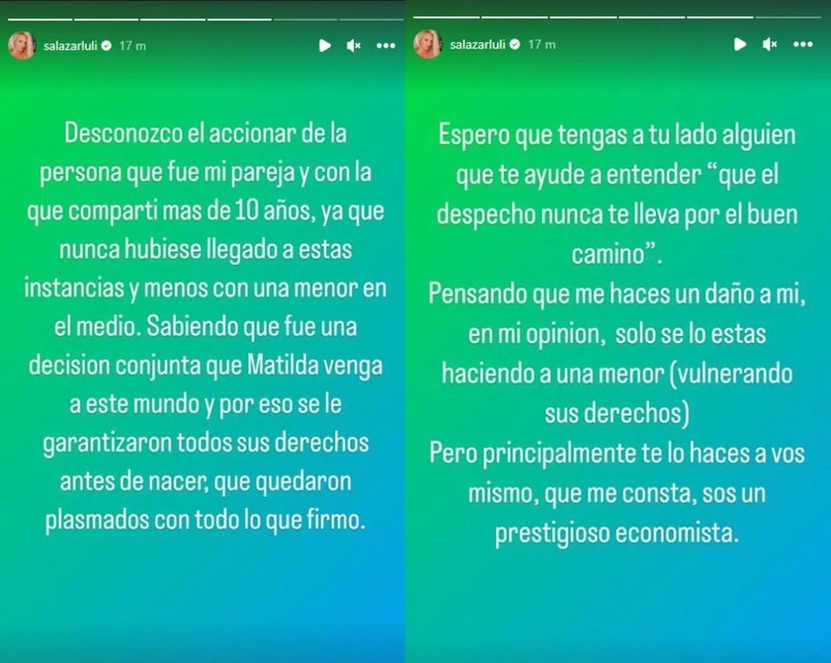 Las publicaciones de Luciana Salazar en Instagram demostrando la resolución de la Justicia a su favor.