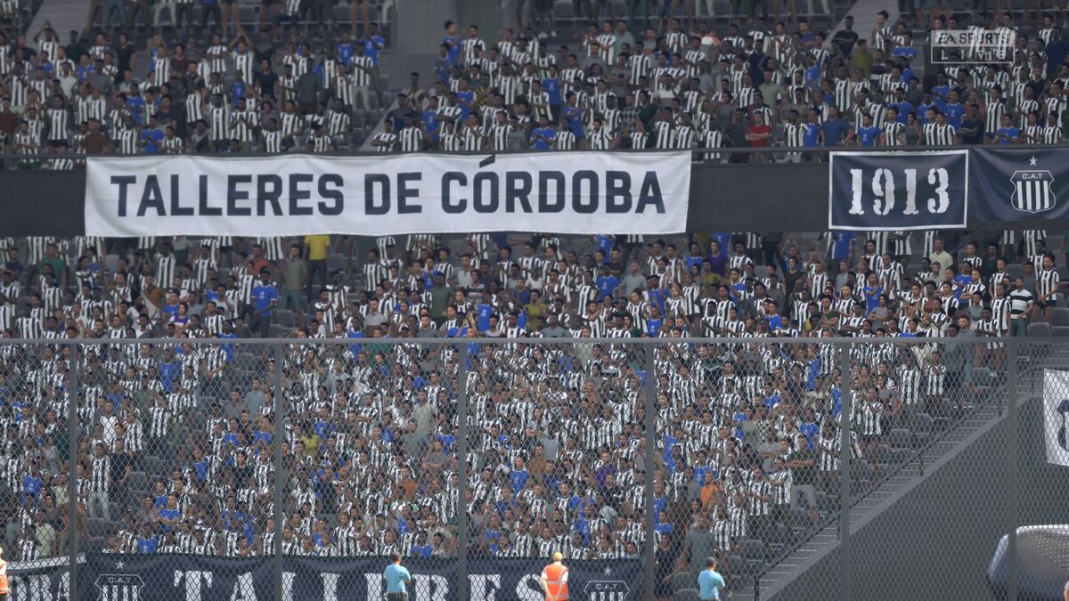 Capturas de imágenes en una Playstation 5 de cómo se ve Talleres en el videojuego Fifa 23.