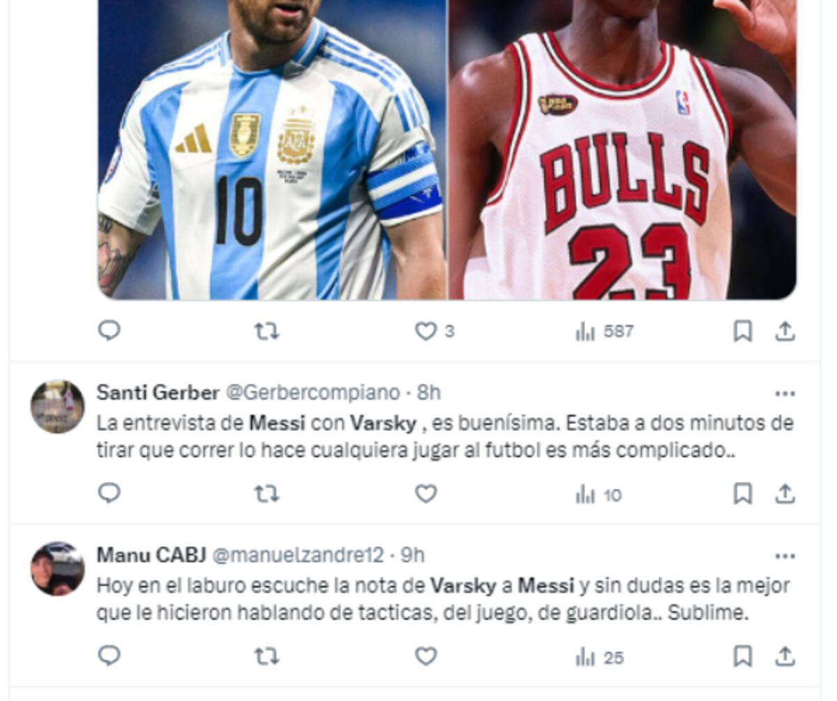 La entrevista de Juan Pablo Varsky a Lionel Messi dejó un tendal de comentarios positivos. (Captura)