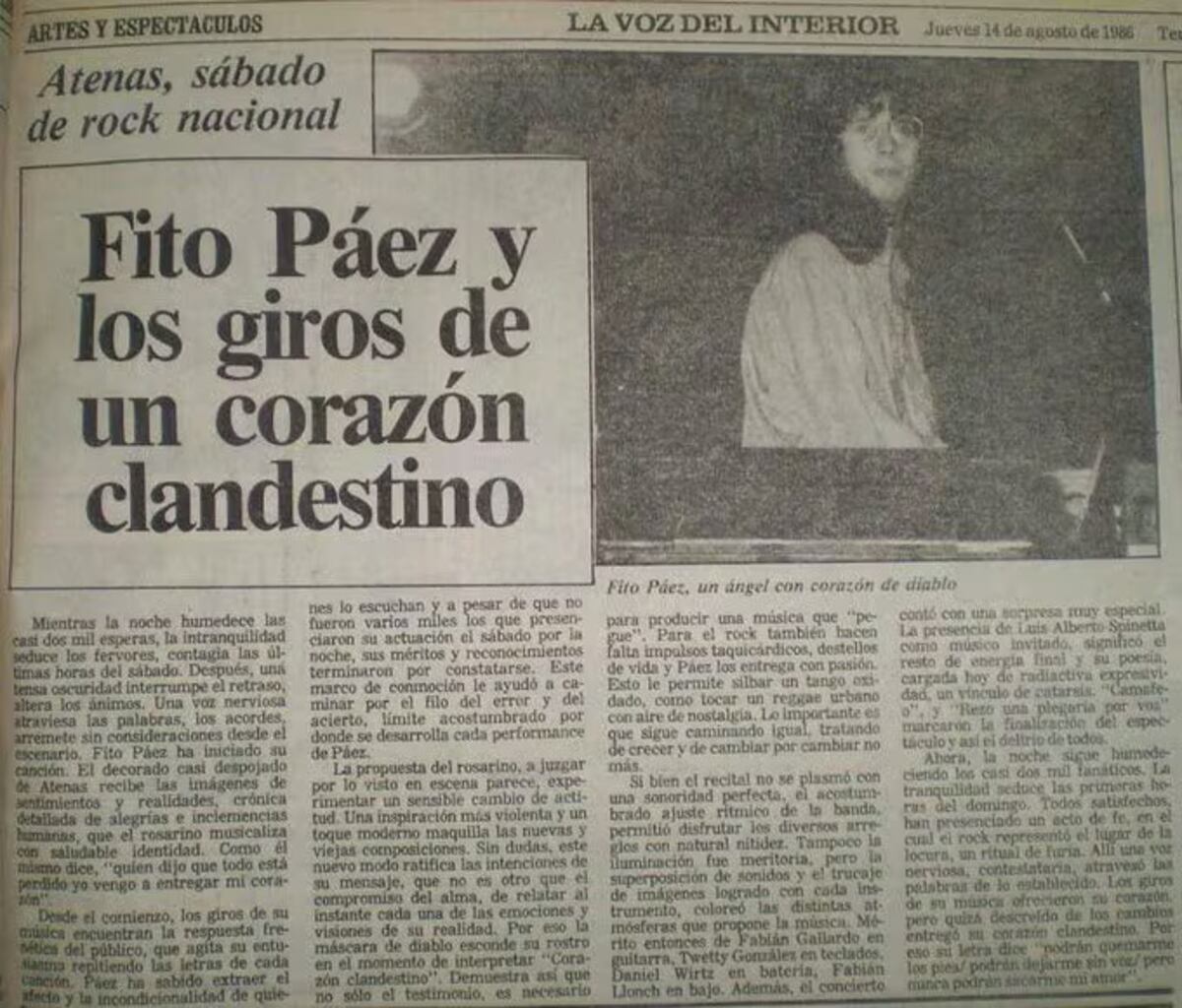 La crónica de La Voz de un show clave de Fito Páez en Atenas. (Archivo)