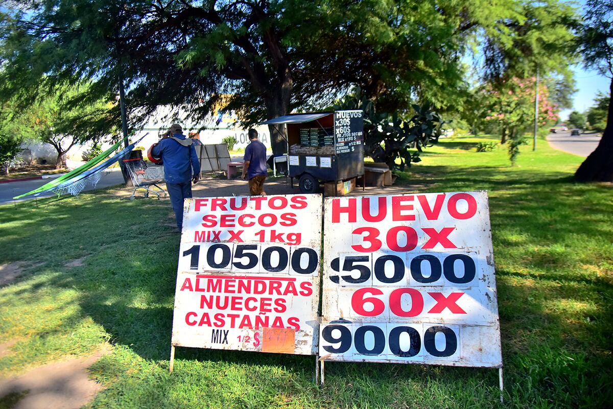 Récord de consumo de huevos. Venta en un puesto ambulante de avenida Spilimbergo. (Pedro Castillo / La Voz)