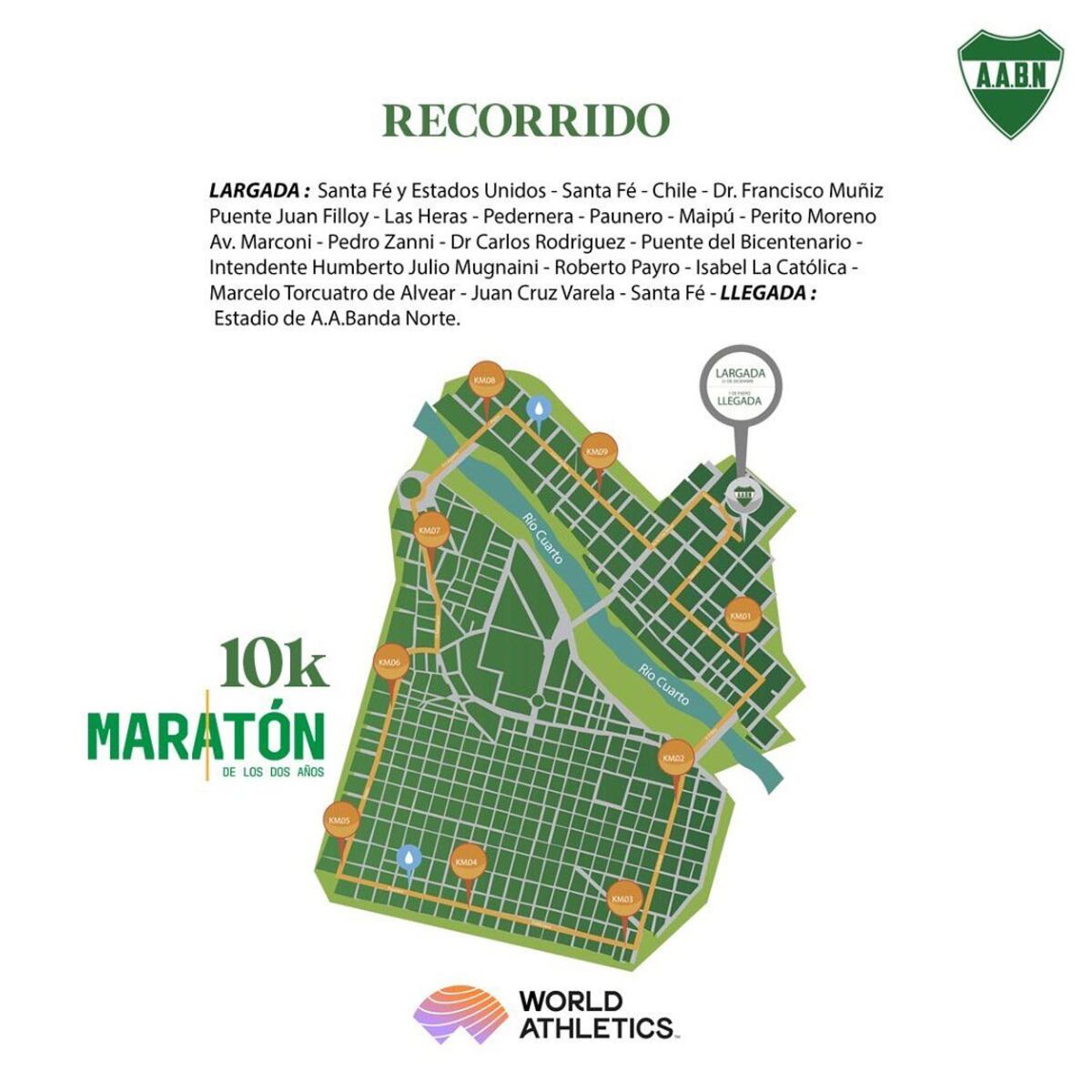 Recorrido Maratón de los dos Años. (Facebook: Maratón de los dos Años)