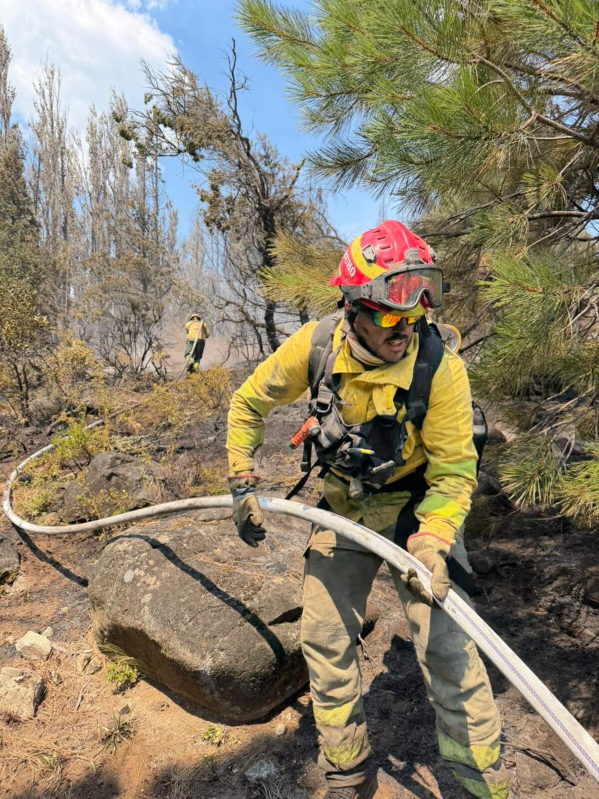 Bomberos de Córdoba combaten los incendios en Chubut. (Prensa Ministerio de Seguridad de Córdoba)