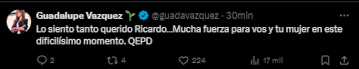 Los mensajes de condolencia por la triste perdida. Foto: captura.
