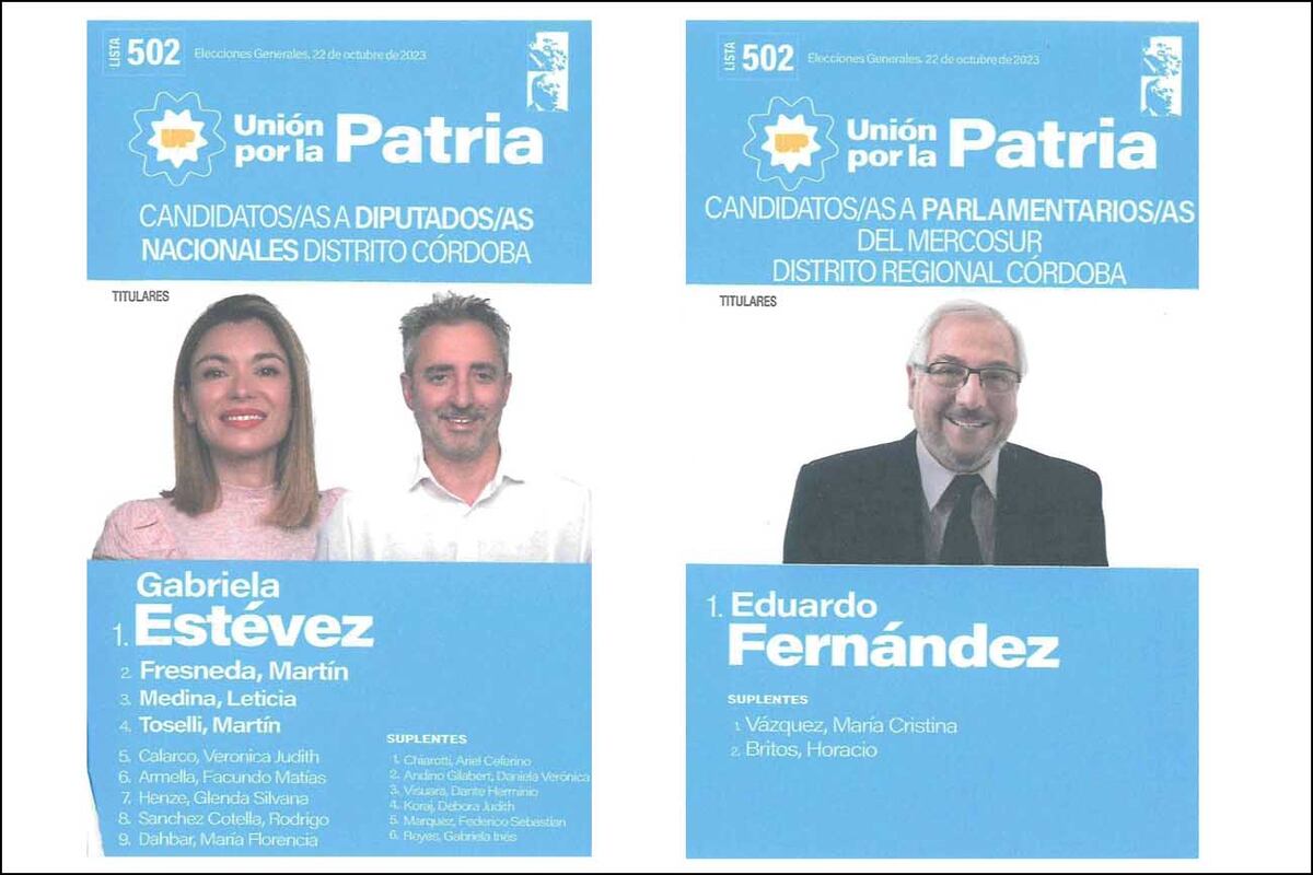 Elecciones 2023: boleta para las generales nacionales de Unión por la Patria en Córdoba. (La Voz)