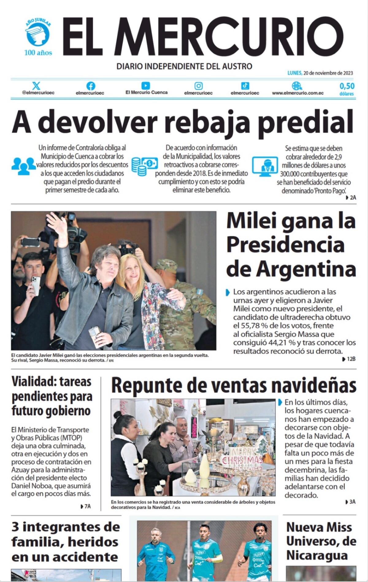 Las tapas de diarios con el triunfo de Milei.