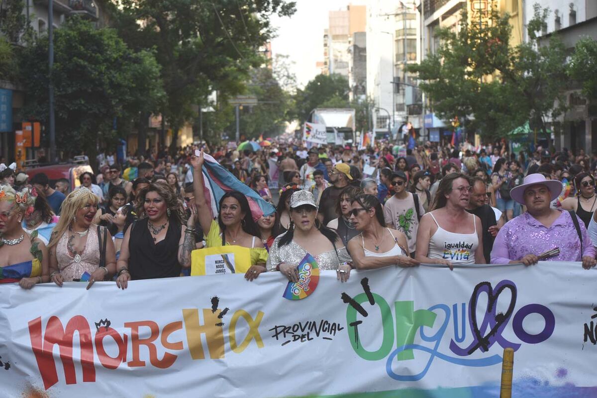 Algunas organizaciones encabezan la Marcha del Orgullo en noviembre pasado. (Facundo Luque / La Voz)