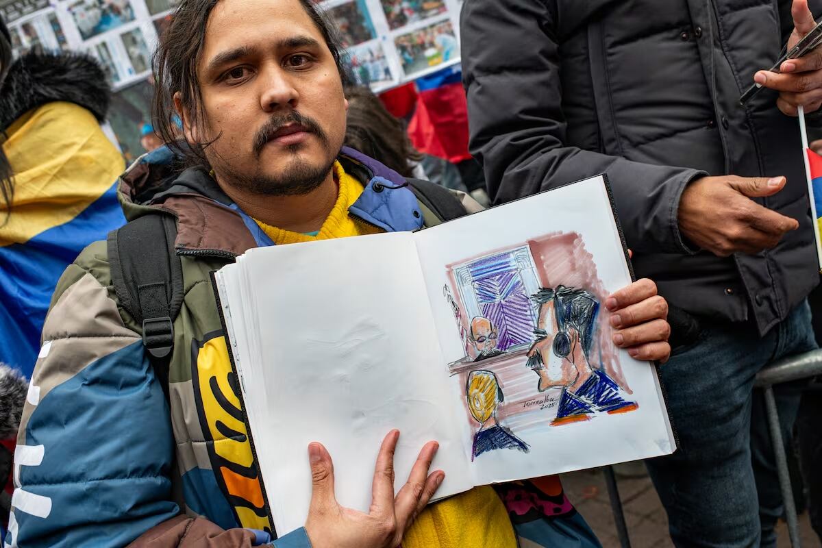 Jorge Torrealba, autor del dibujo de Maduro frente a la Justicia. (Gentileza el País)