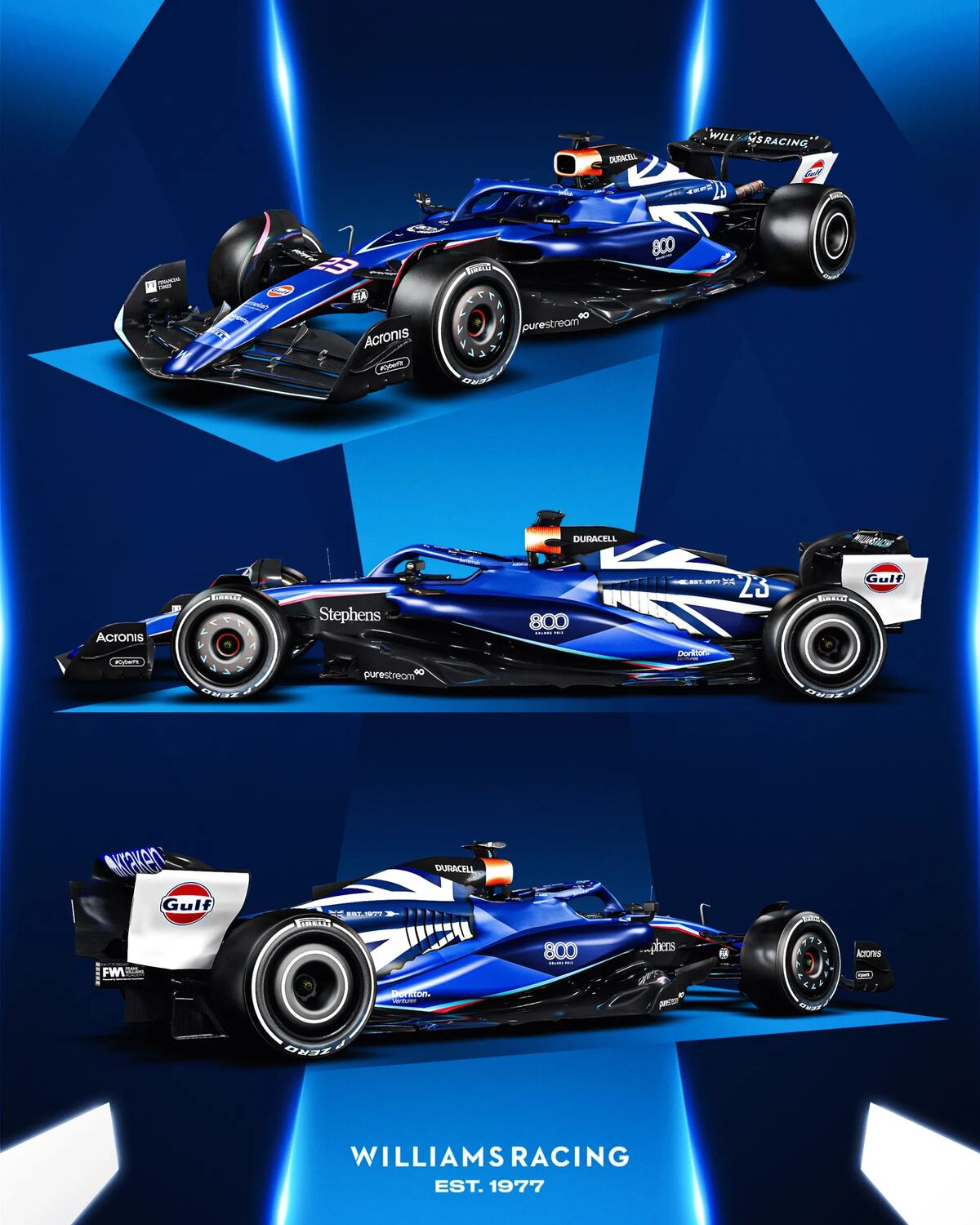Williams reveló el decorado especial que tendrá por sus 800 carreras en Fórmula 1. (Prensa Williams)