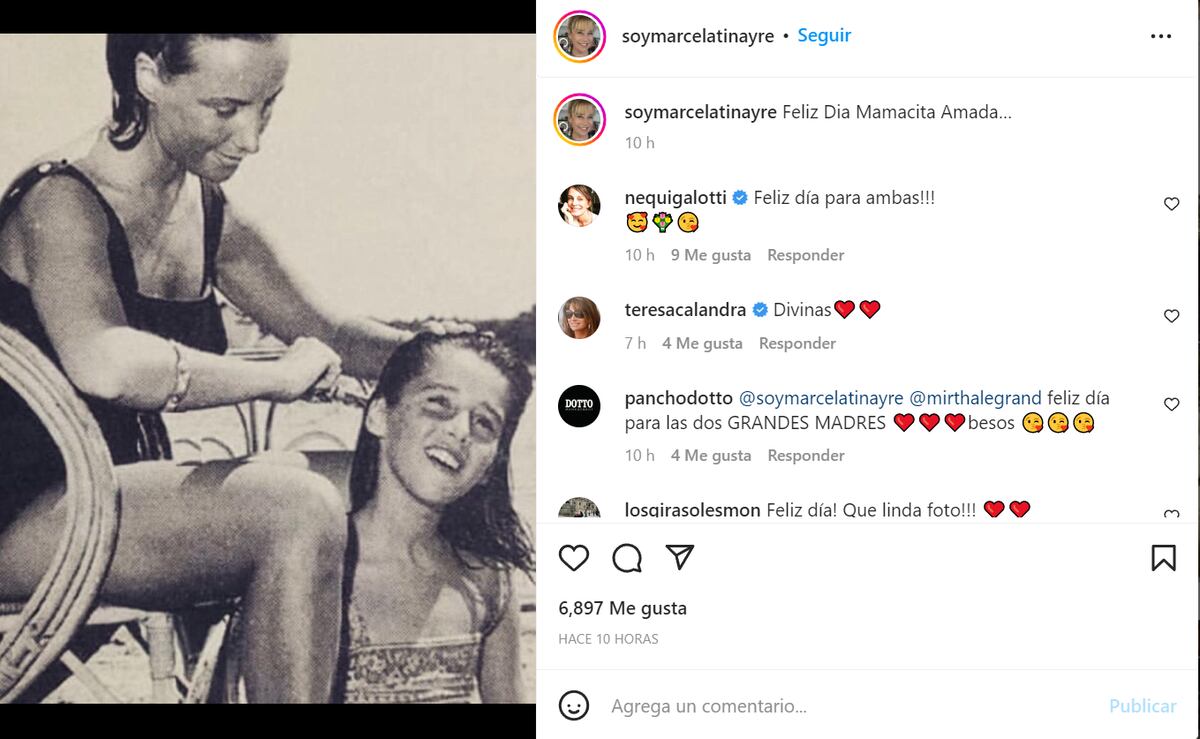 Marcela Tinayre y sus posteos por el Día de la madre. (Instagram @soymarcelatinayre)