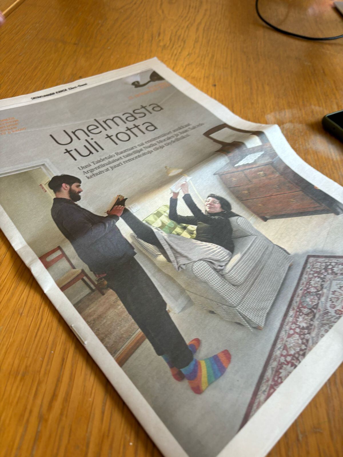La pareja cordobesa, en un medio gráfico de Ramar (Finlandia).