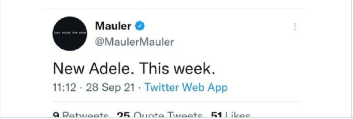El posteo de Mauler sobre un inminente disco de Adele. (Captura)