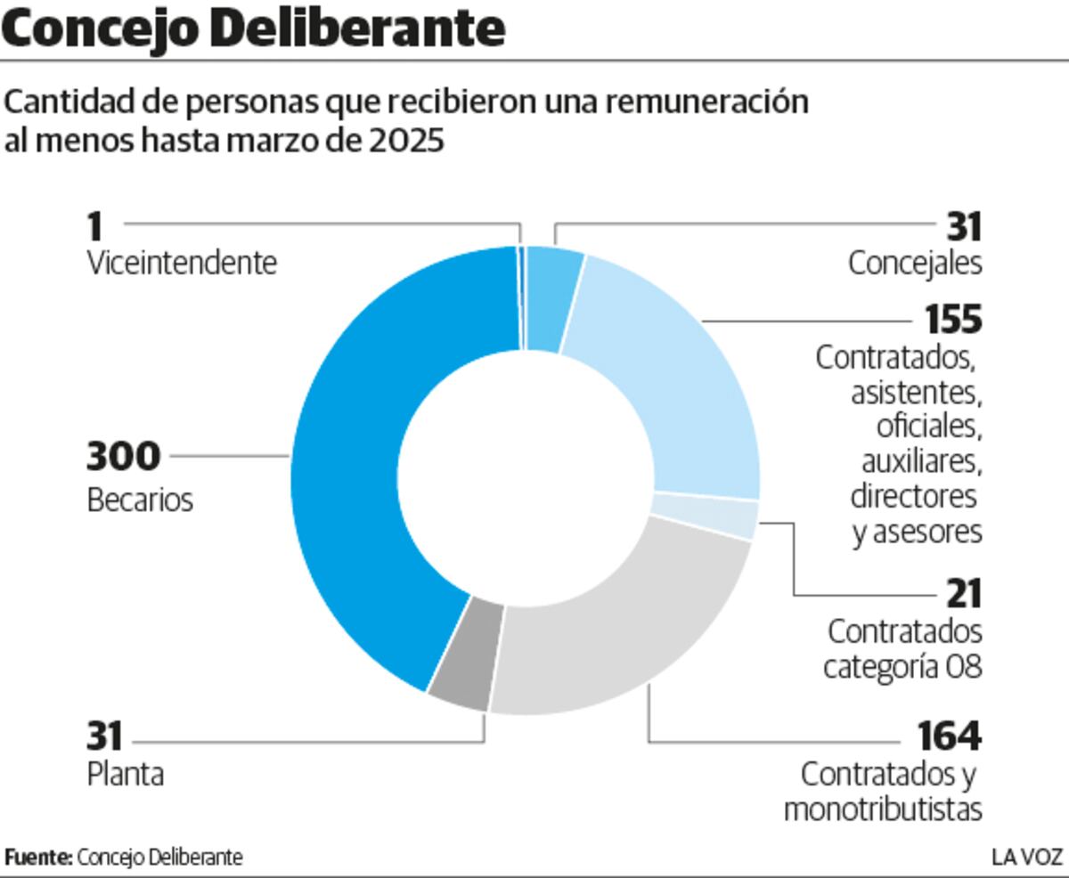 Infografía contratados del Concejo Deliberante. (La Voz)