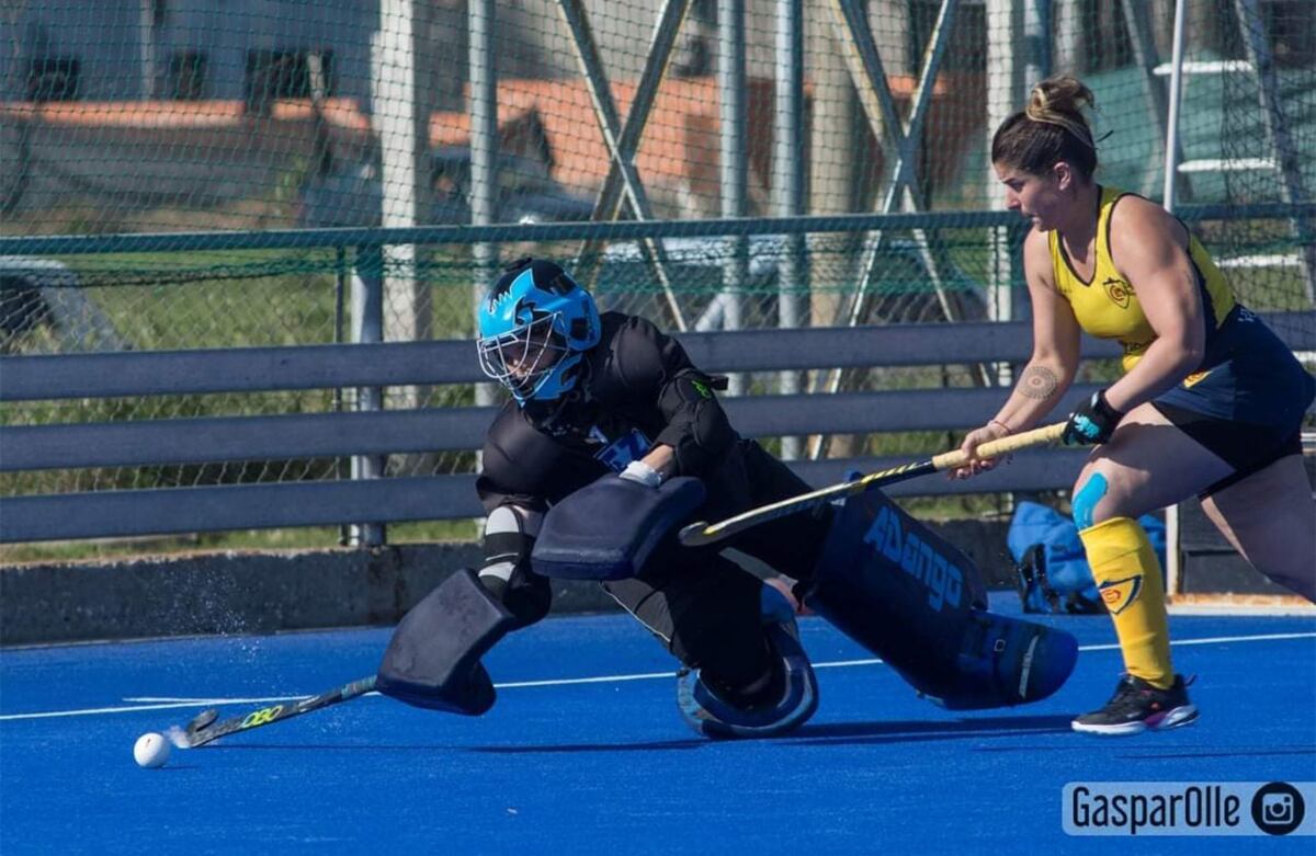 Celeste Fragueiro en acción durante el Argentino de Clubes. La arquera fue clave en la conquista de La Salle. (Gaspar Olle)