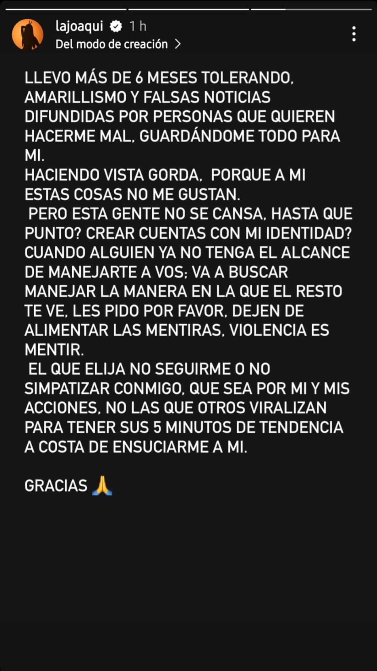 El descargo de La Joaqui (Captura de pantalla)