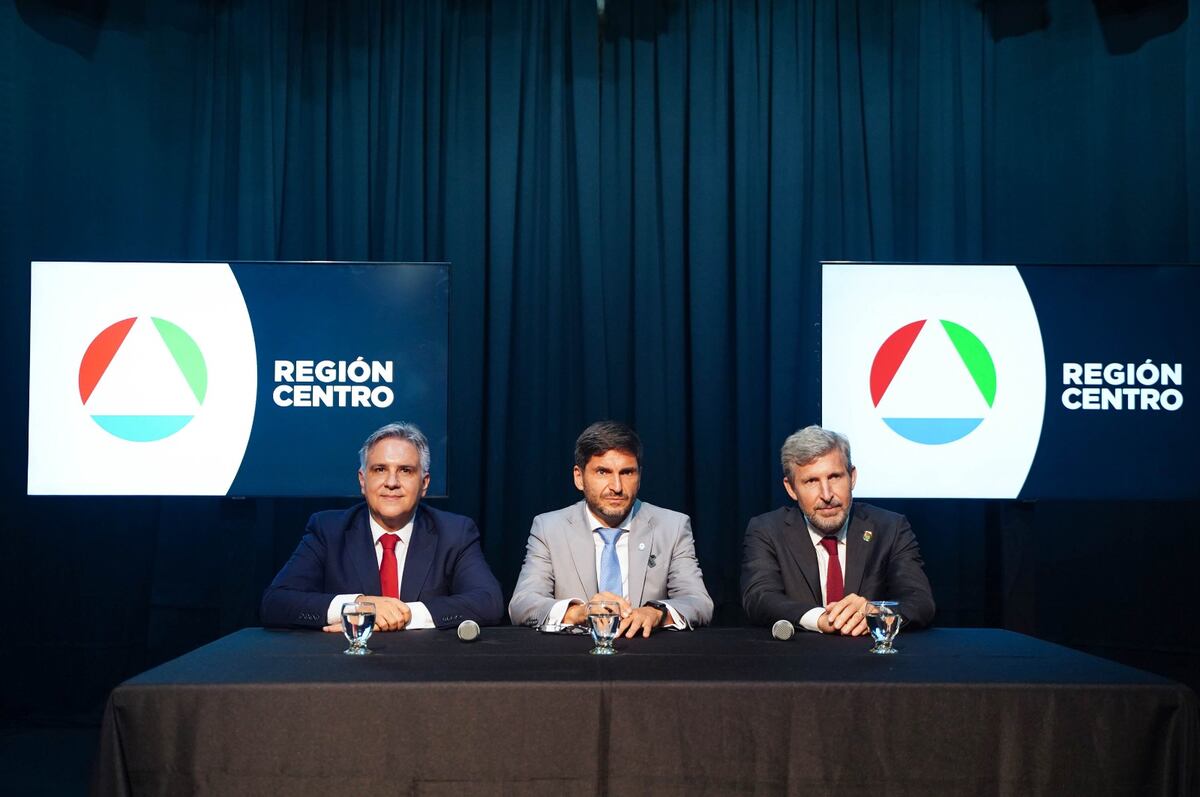 Región Centro: Martín Llaryora, gobernador de Córdoba: Maximiliano Pullaro, de Santa Fe, y Rogelio Frigerio, de Entre Ríos. (Gentileza Gobierno de Córdoba)