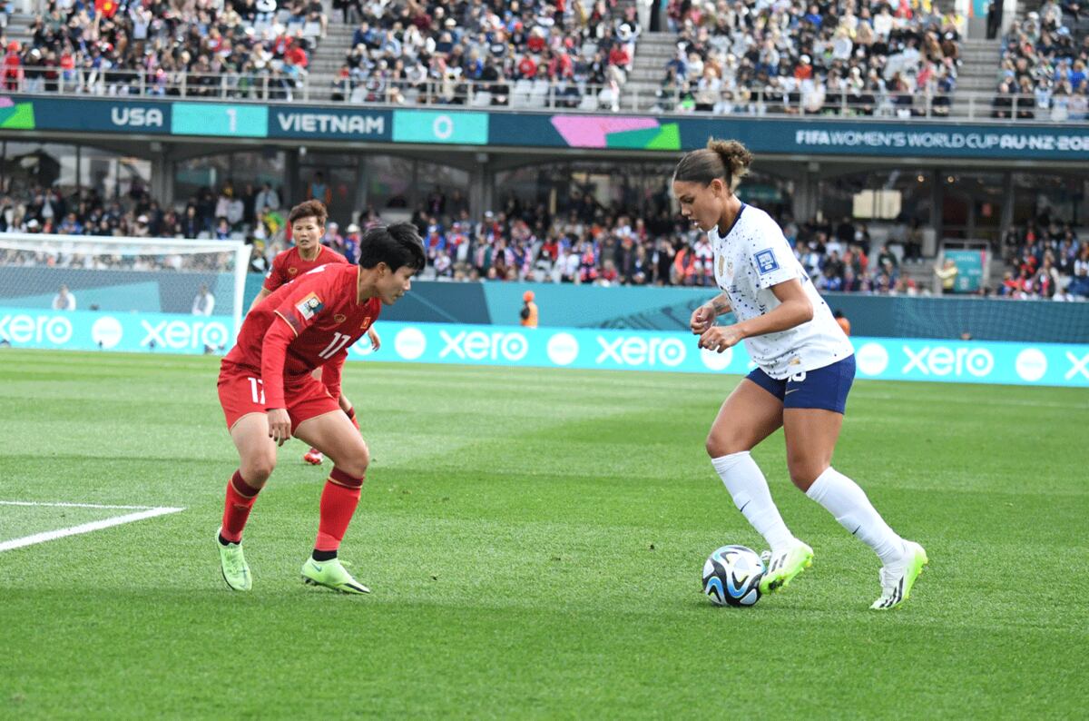 Trinity Rodman fue titular en el debut victorioso de Estados Unidos en el Mundial 2023. (Gentileza Sergio Dovio)