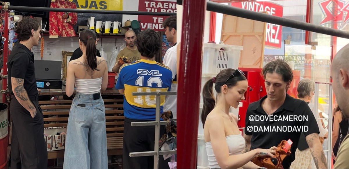 Damiano David y Dove Cameron, de compras en un reconocido vintage de Palermo. (Fotos: Instagram)