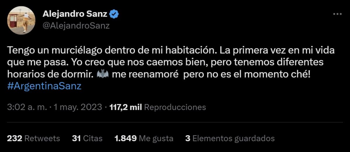 Alejandro Sanz en Twitter (Captura de pantalla)