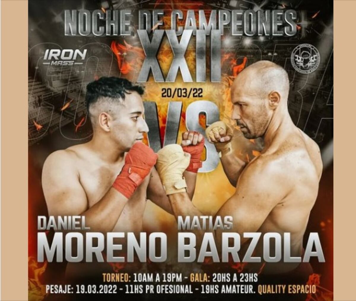 El afiche de la pelea de Matías Barzola. (Gentileza).