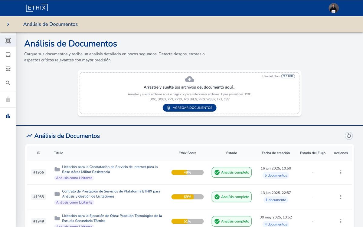 Portada del sistema de Inteligencia Artificial de la plataforma Ethix para licitaciones públicas. (La Voz)