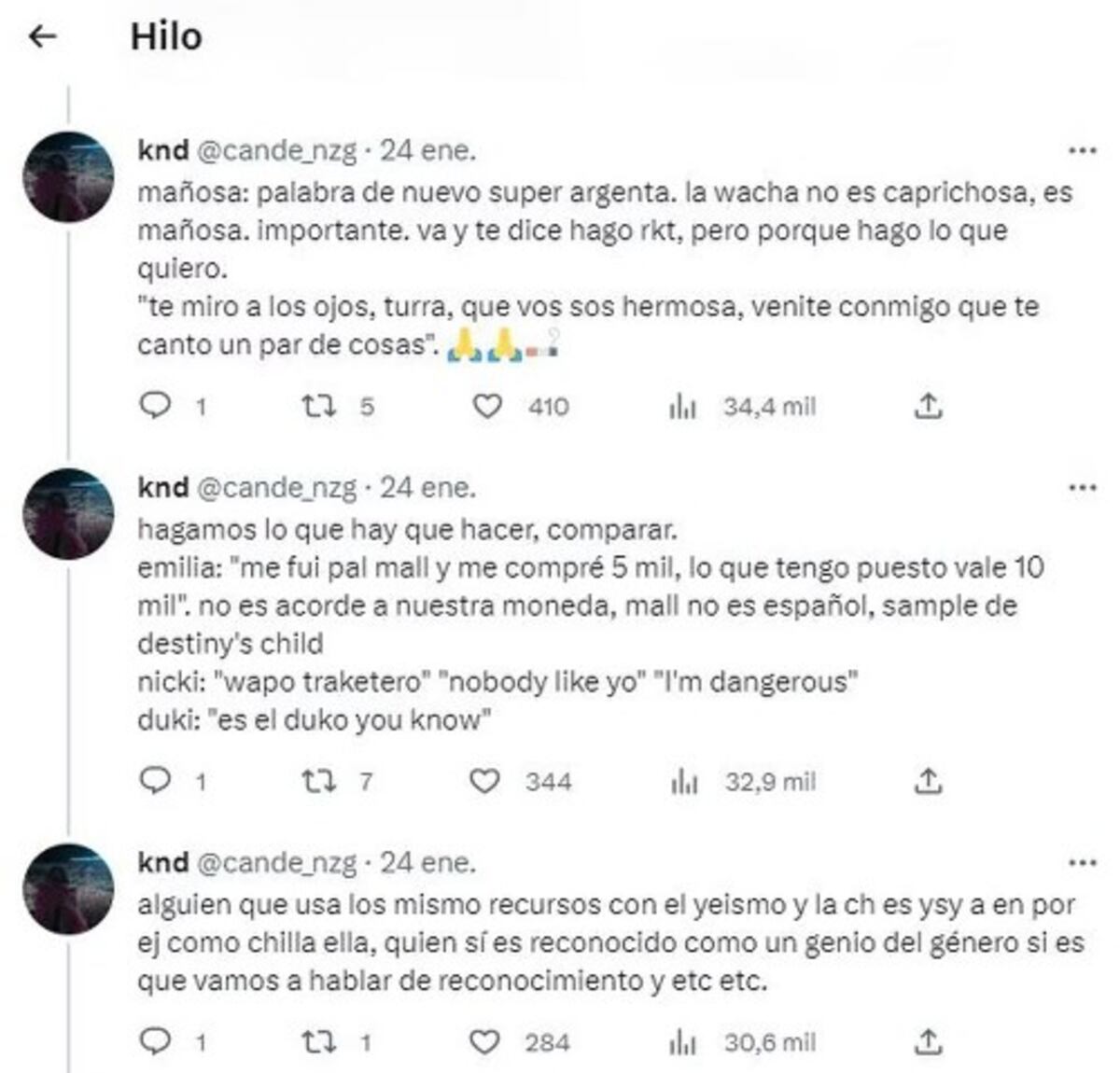 Una estudiante de letras analizó las canciones de La Joaqui y se volvió viral Foto: Twitter