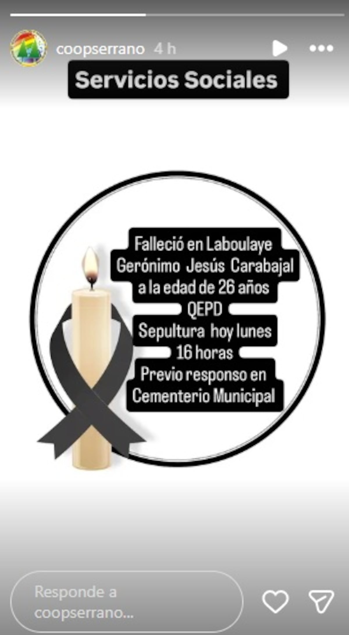 Comunicado. De la cooperativa de Serrano (Instagram).