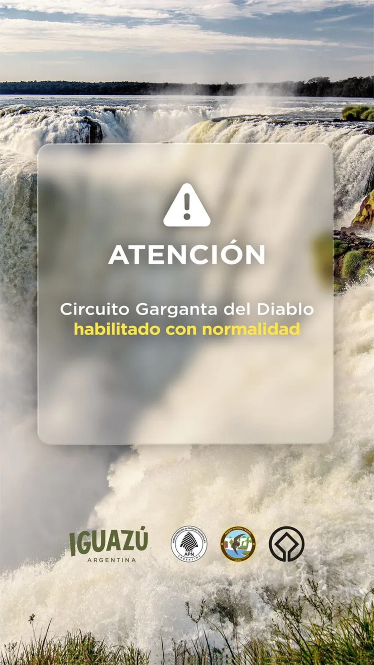 Frente a las noticias falsas, el Parque Nacional Iguazú comunicó sobre el estado de los circuitos.
