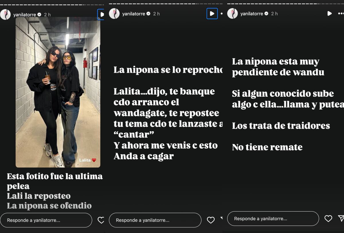 Las historias de Yanina Latorre donde contó la razón del distanciamiento entre la China Suárez y Lali Espósito. (Fotos: Captura de pantalla)