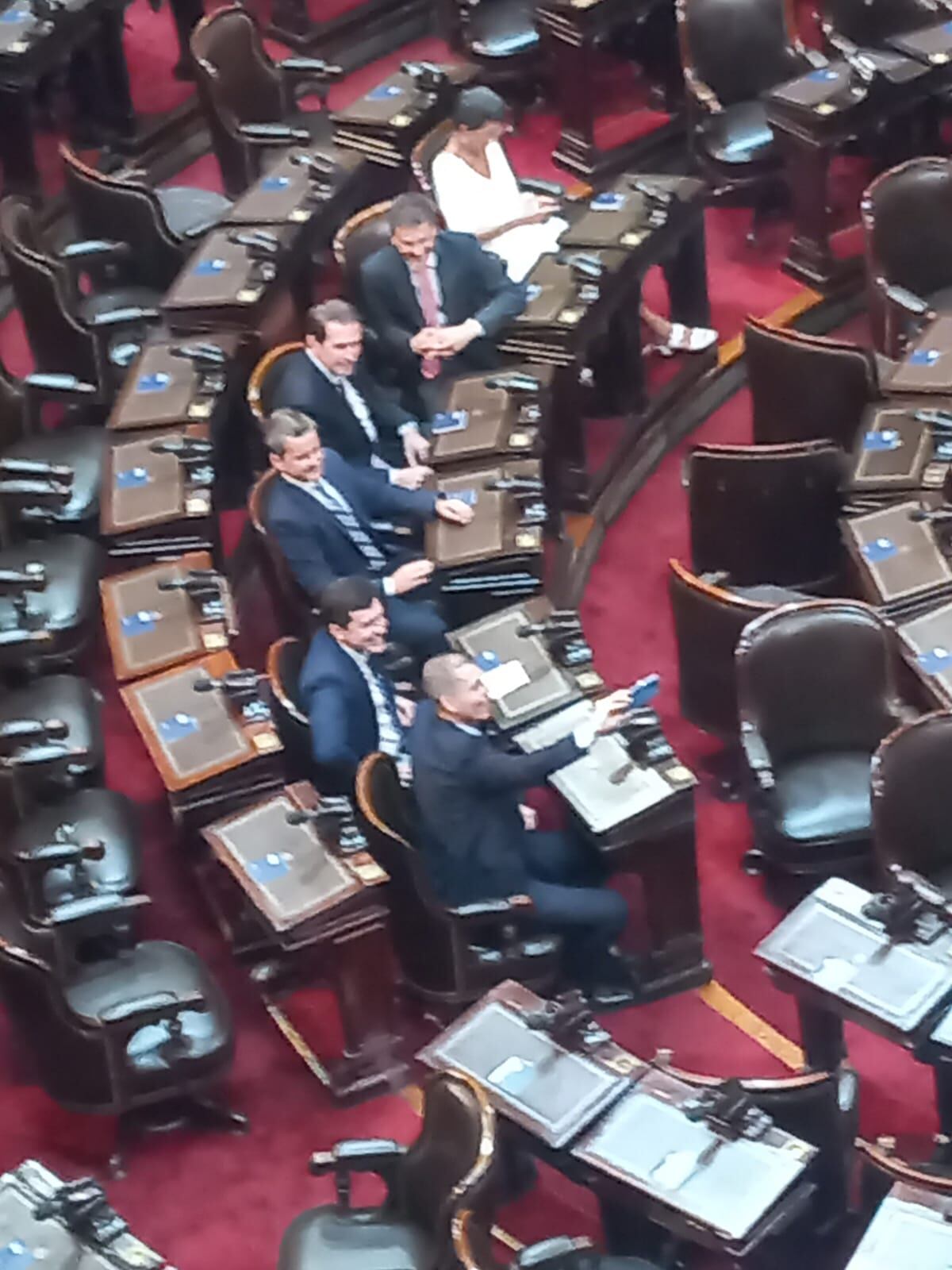 El diputado de la UCR por Córdoba, Luis Picat, toma una selfie en el recinto (La Voz).