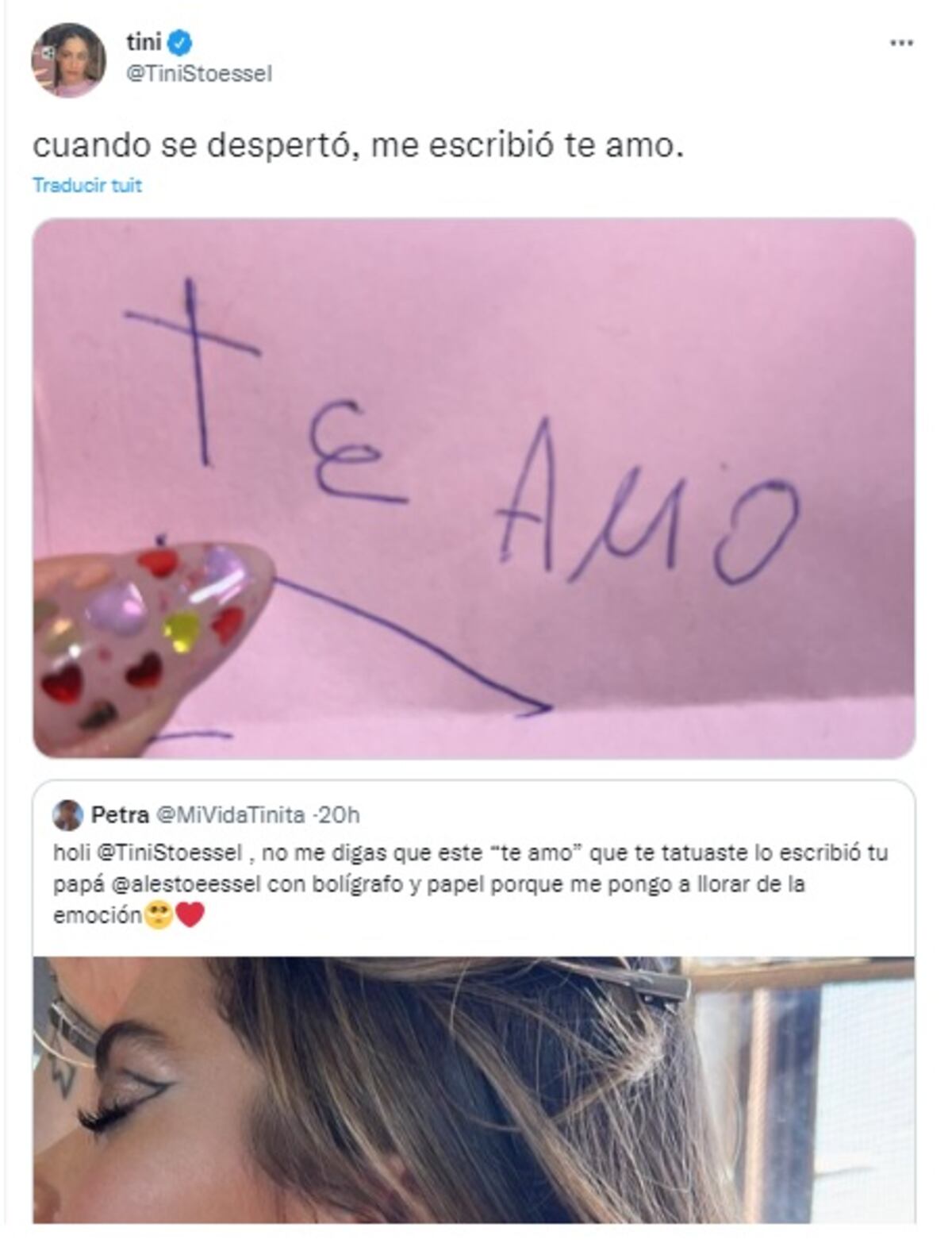 Tini Stoessel mostró el nuevo tatuaje que lleva en el cuello: una frase escrita por su padre