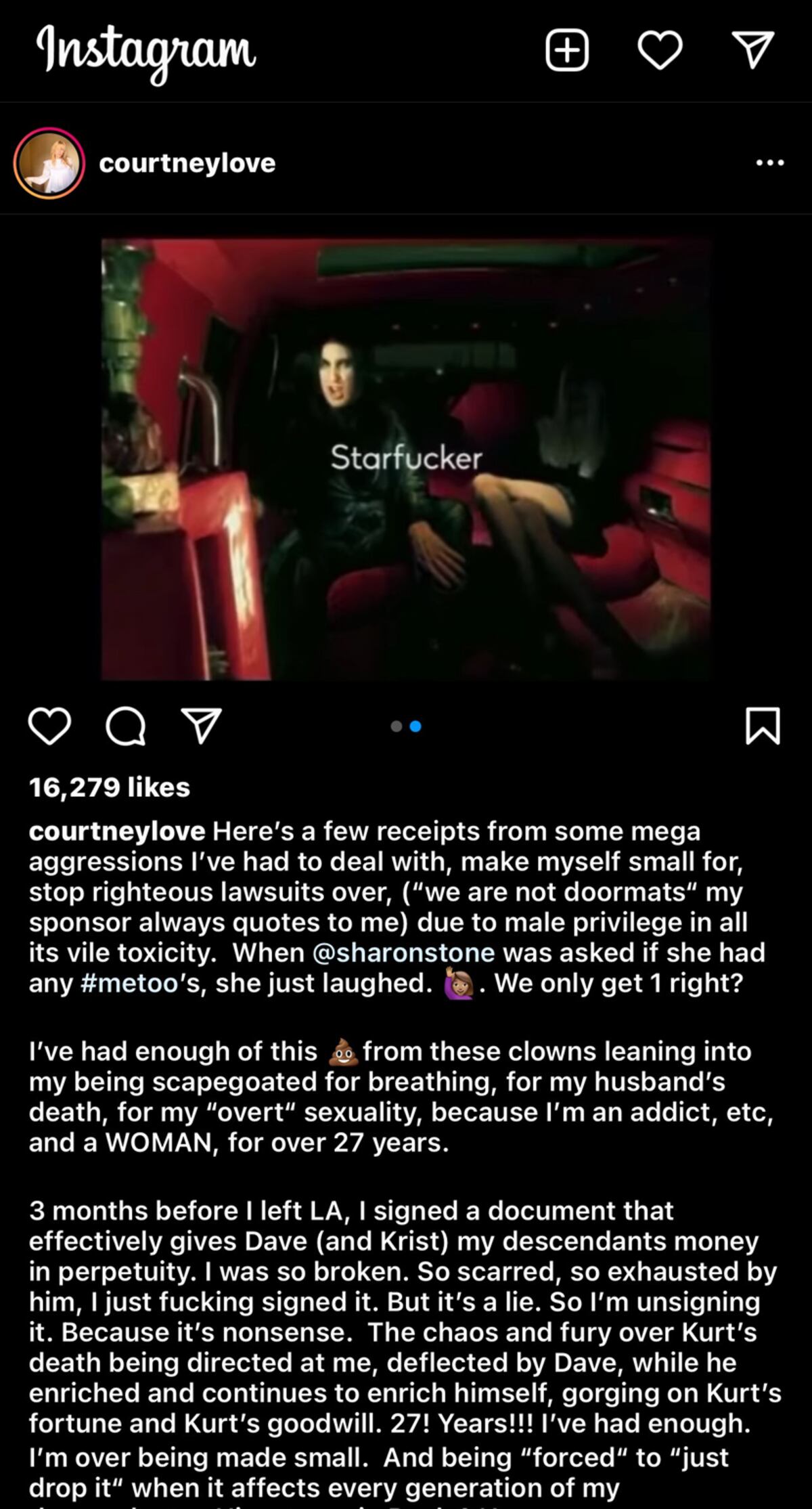 La dura acusación de Love a Grohl y Reznor. (Instagram @courtneylove)