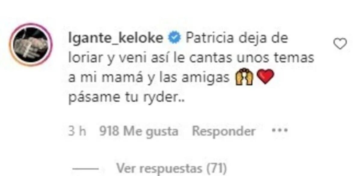 L-Gante le respondió a Patricia Sosa