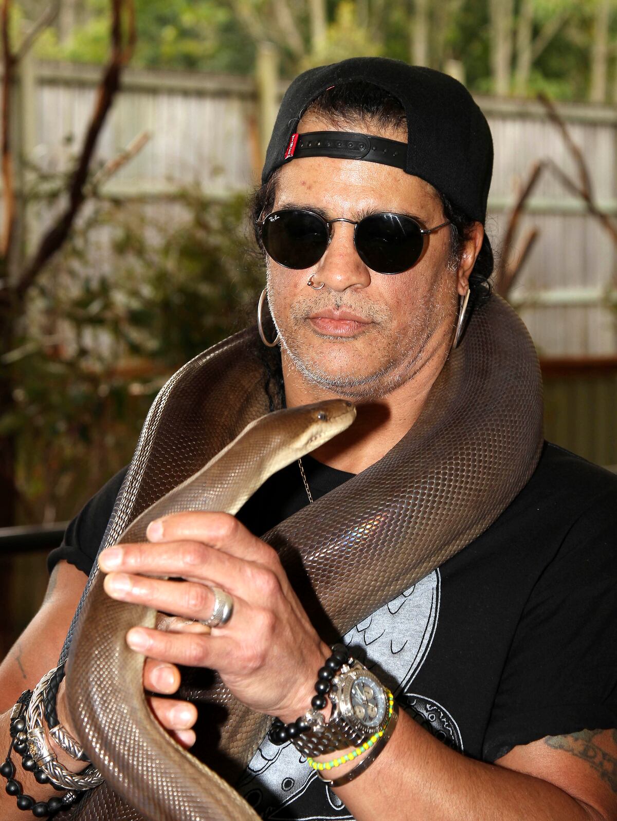 Slash, amante de las serpientes desde niño. (AP)