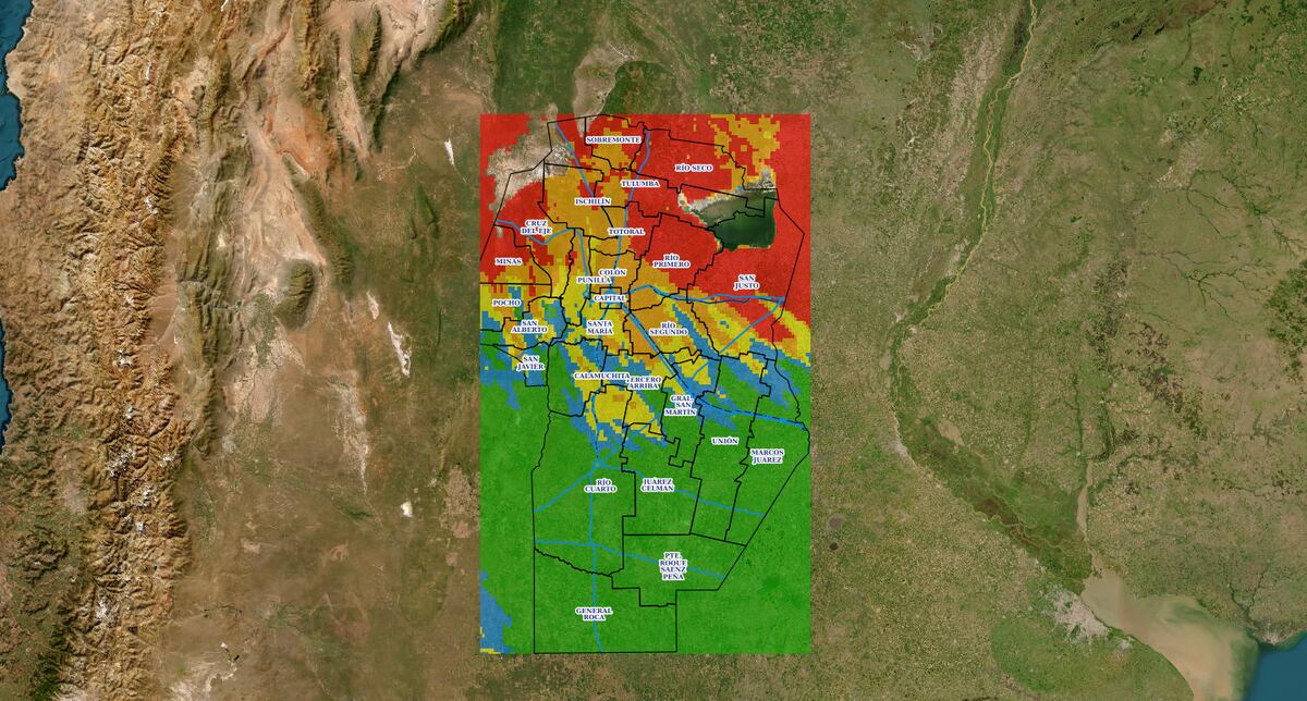El mapa de índice de riesgo de incendios para este lunes. (Ohmc/Idecor)